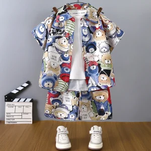 2025 Boys Summer Shirt Set New Casual Shorts Outfit for Kids