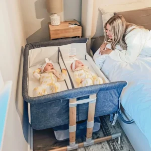 Twin Bassinet for Infant, Bedside Crib for 2 Babies, Height Adjustable