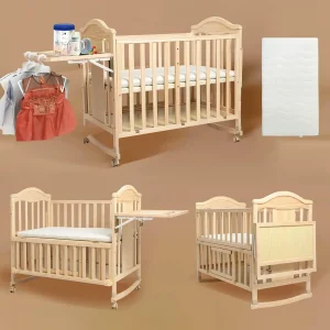 4-in-1 Convertible - Wood Baby Bassinets Bedside Crib Sleeper,