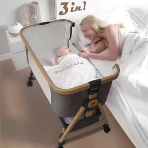 Portable Newborn Baby Bassinet Crib, 3-In-1: Bedside Co-Sleeper In Bed, Rock & Rolling Bassinet